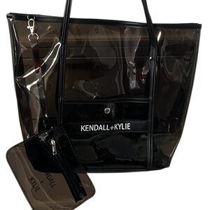 KENDALL + KYLIE Clear PVC Tote Bag w/ Matching Zip Pouch – Black Trim